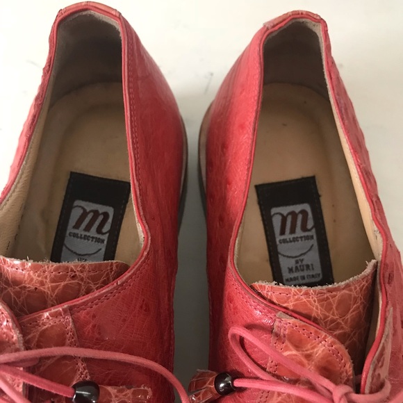 (SOLD)Mauri Italy Genuine Alligator/Ostrich Coral - Picture 3 of 6